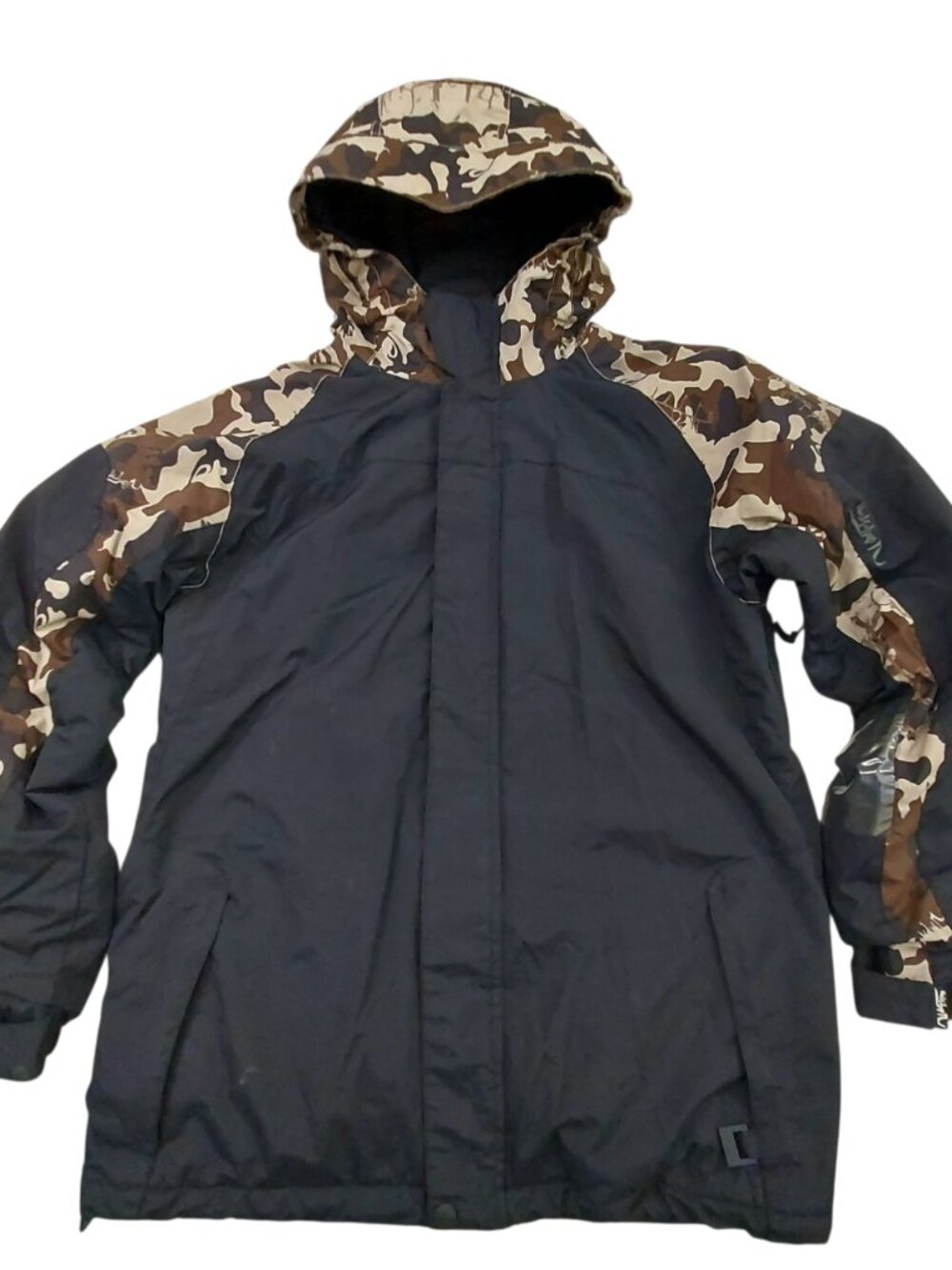 Quiksilver Youth XL 16-18 Camo Snowboard Ski Jacket Hooded Y2K Insulated Winter
